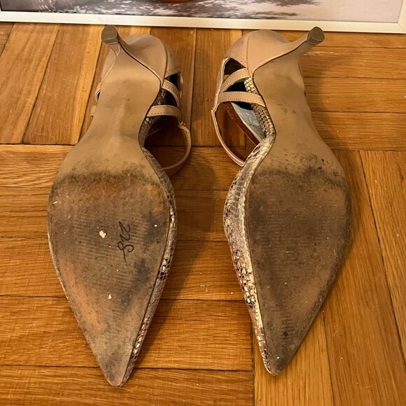 Snake Print Ankle Strap Pumps - Picture 5 of 12